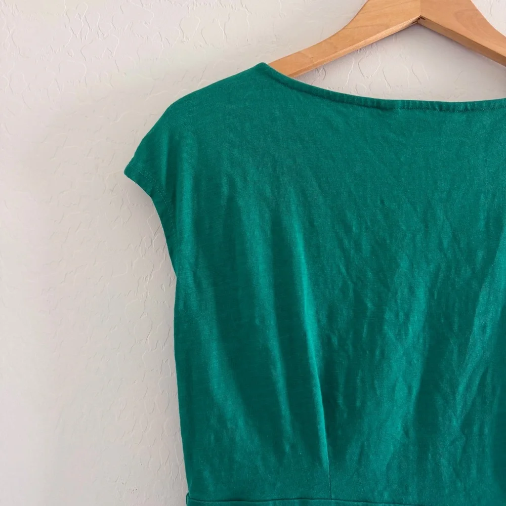 Boden FLORRIE JERSEY DRESS IN Bright Emerald Green Pockets Cotton Size 8 R - Picture 6 of 10